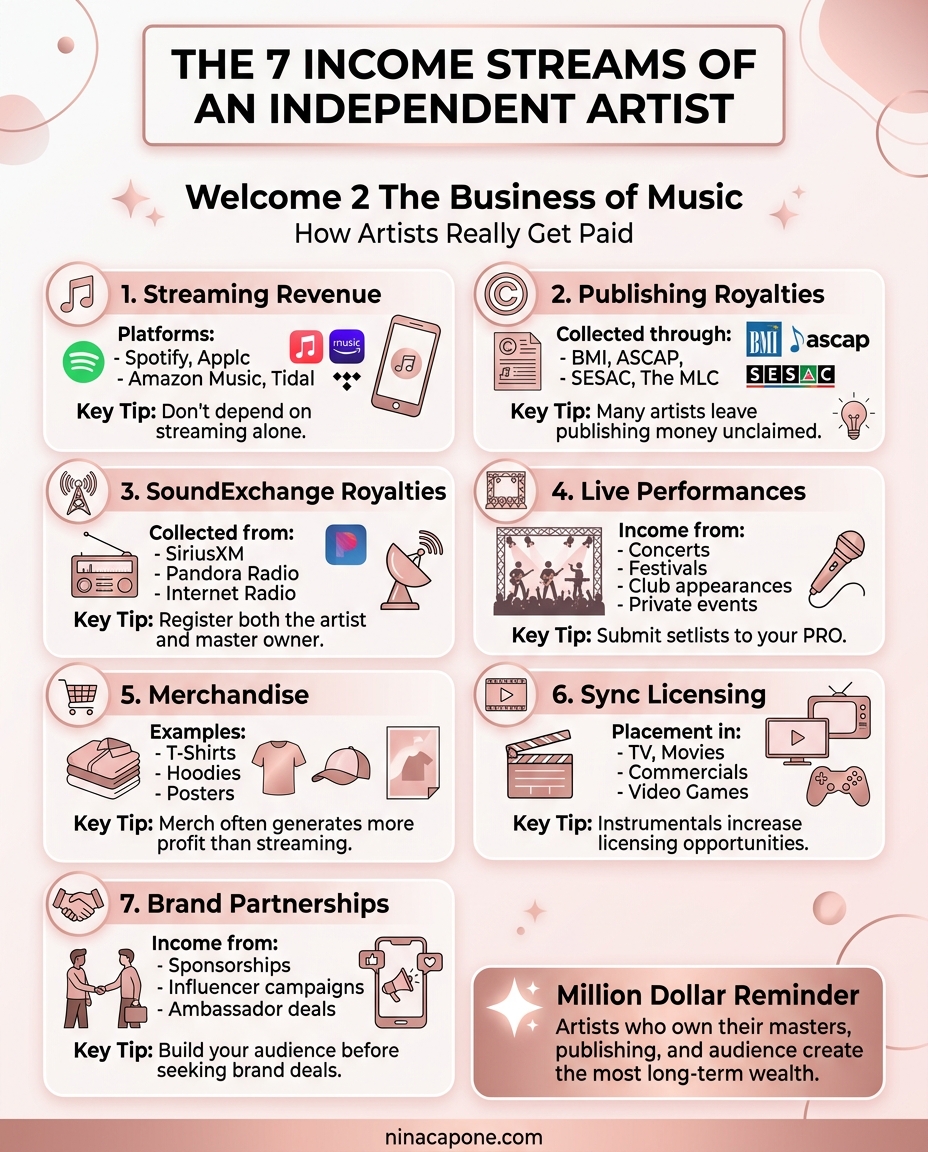 7 streams of an independent artist